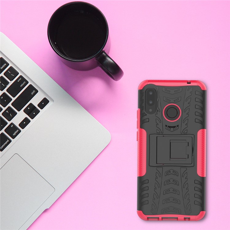 Tire Pattern Kickstand PC + TPU Hybrid Shell for Huawei P Smart+ / nova 3i - Rose-9