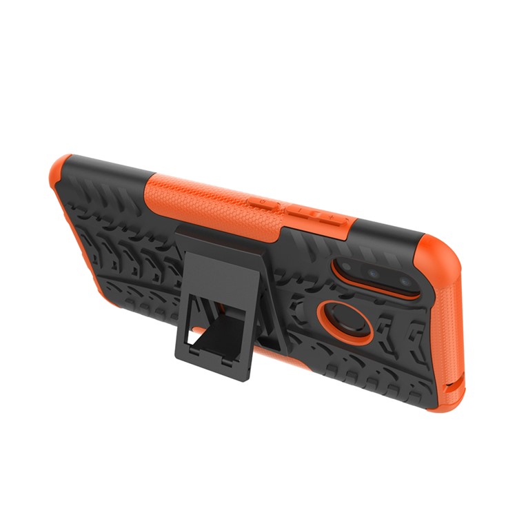 Tire Pattern Kickstand Plastic + TPU Hybrid Cover for Huawei P Smart+ / nova 3i - Orange-4