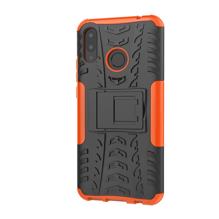 Tire Pattern Kickstand Plastic + TPU Hybrid Cover for Huawei P Smart+ / nova 3i - Orange-5