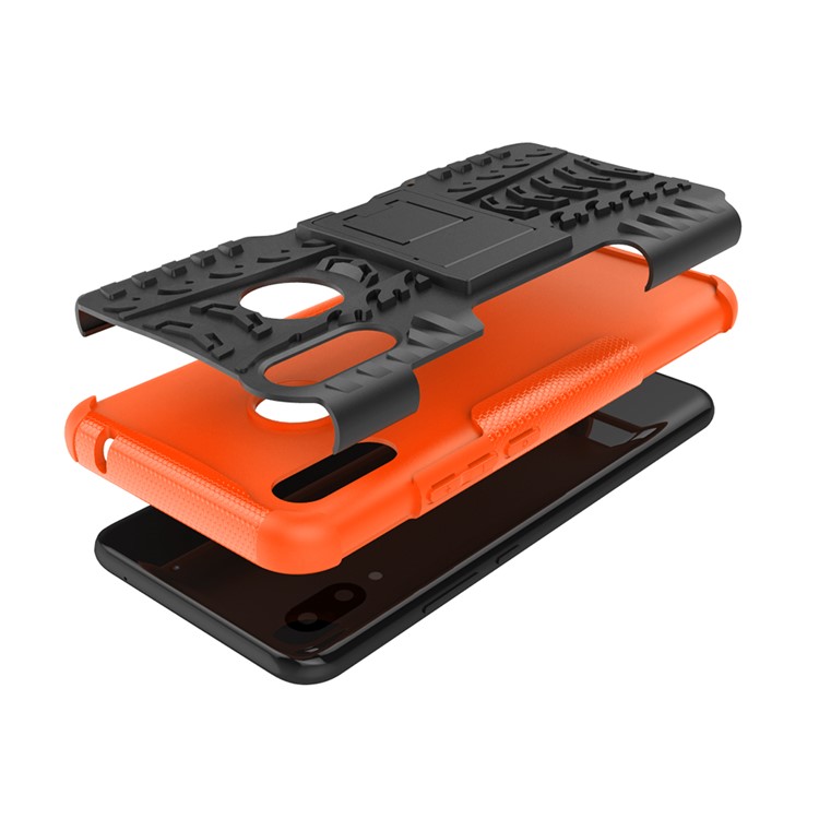 Tire Pattern Kickstand Plastic + TPU Hybrid Cover for Huawei P Smart+ / nova 3i - Orange-6
