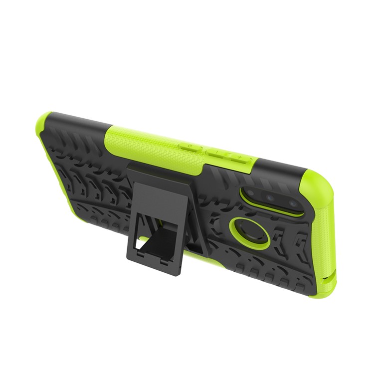Tire Pattern Kickstand Plastic + TPU Hybrid Back Cover for Huawei P Smart+ / nova 3i - Green-4