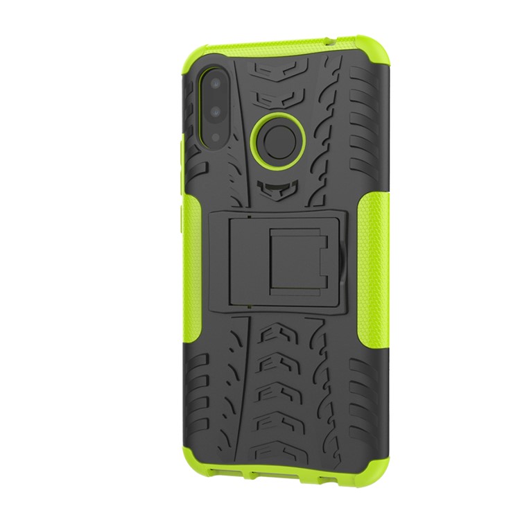 Tire Pattern Kickstand Plastic + TPU Hybrid Back Cover for Huawei P Smart+ / nova 3i - Green-5