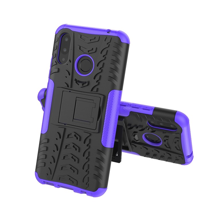 Padrão de Pneu PC + TPU Tampa Híbrida Com Kickstand Para Huawei P Smart Plus / Nova 3i - Roxo