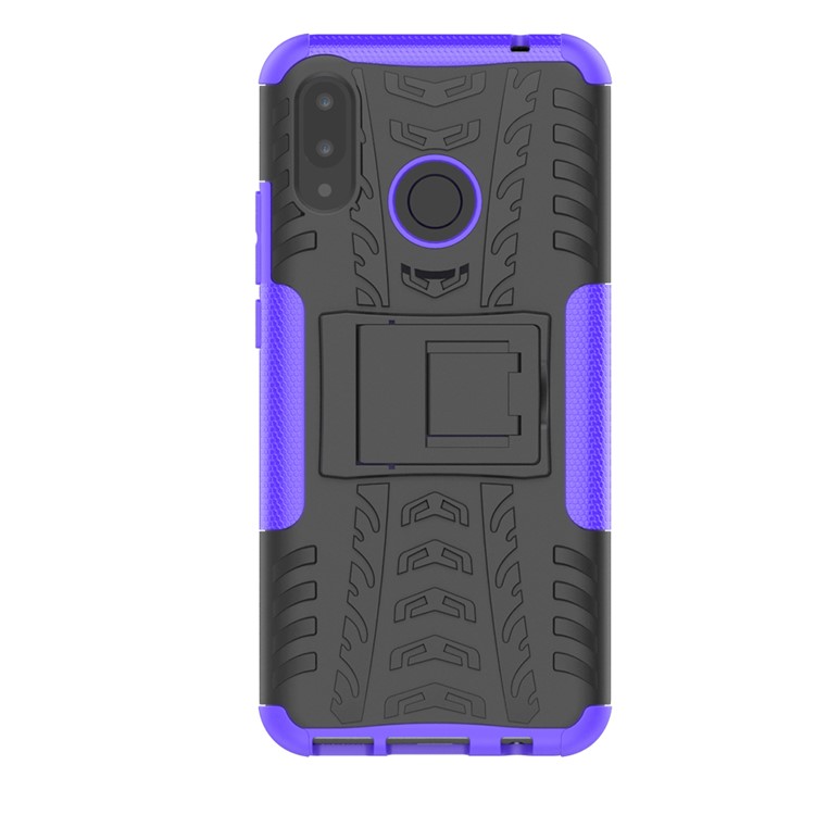 Path de Neumáticos PC + TPU TPU Cubierta Híbrida Con Kickstand Para Huawei P Smart Plus / Nova 3i - Violeta