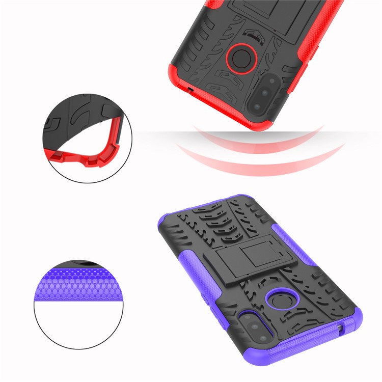 Reifenmuster PC + TPU Hybrid -cover Mit Kickstand Für Huawei P Smart Plus / nova 3i - Violett-9