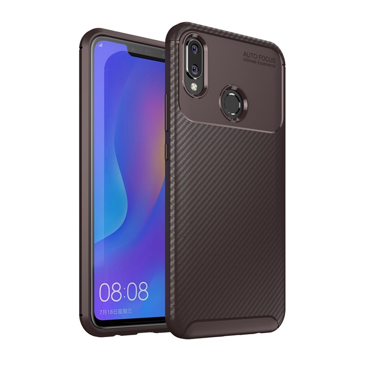 Beetle Series Carbon Fiber TPU Shell Protection Mobile Phone Case for Huawei nova 3i / P Smart Plus - Brown