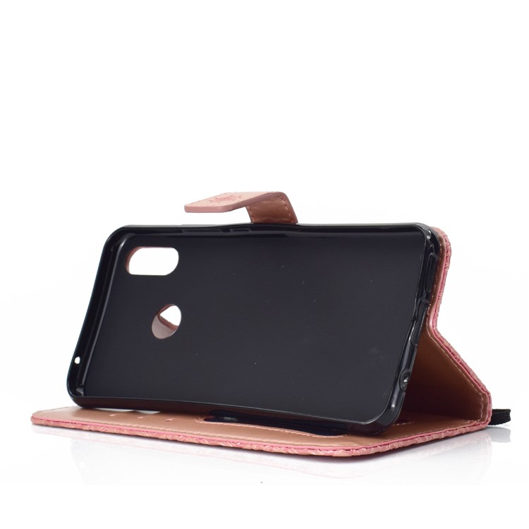 Imprint Leaf Leather Stand Shell with Card Slots for Huawei nova 3i / P Smart Plus - Pink-6