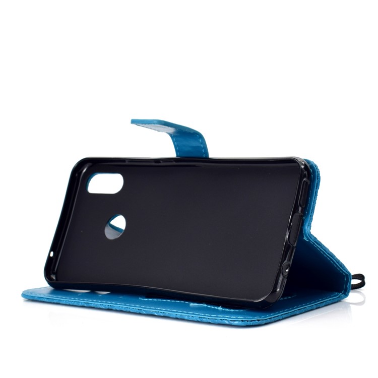 Imprint Leaf Leather Stand Card Slots Case for Huawei nova 3i / P Smart Plus - Baby Blue-6
