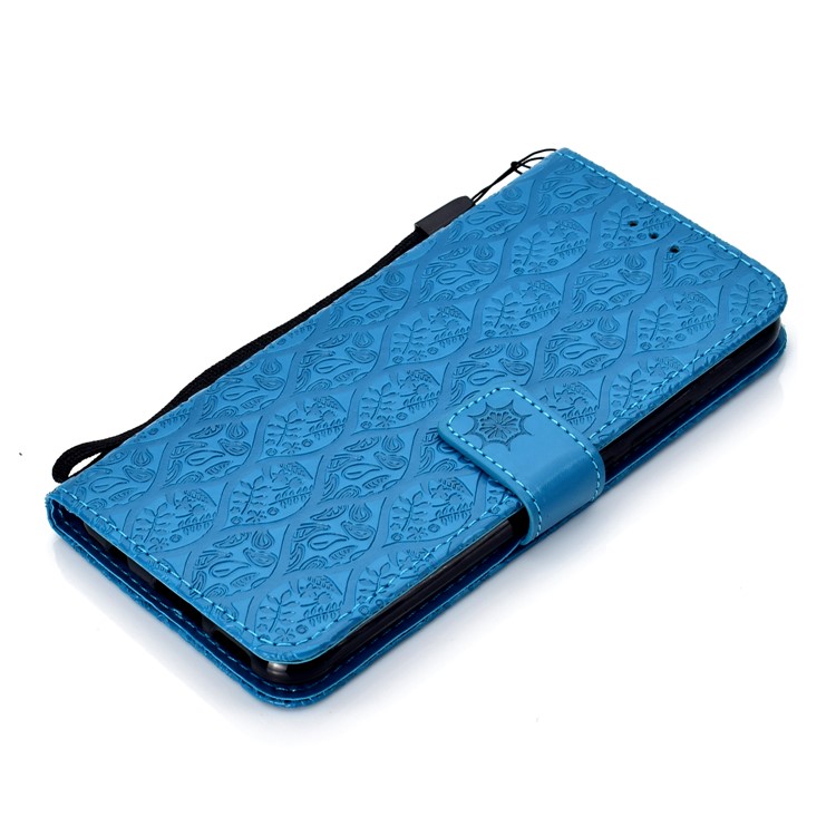 Imprint Leaf Leather Stand Card Slots Case for Huawei nova 3i / P Smart Plus - Baby Blue-7