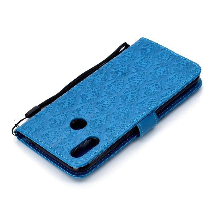 Imprint Leaf Leather Stand Card Slots Case for Huawei nova 3i / P Smart Plus - Baby Blue-8