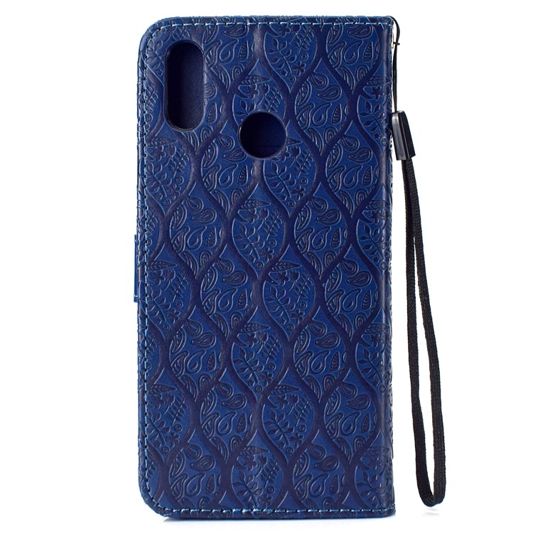 Imprint Leaf Leather Case Accessory with Stand Card Slots for Huawei nova 3i / P Smart Plus - Dark Blue-3