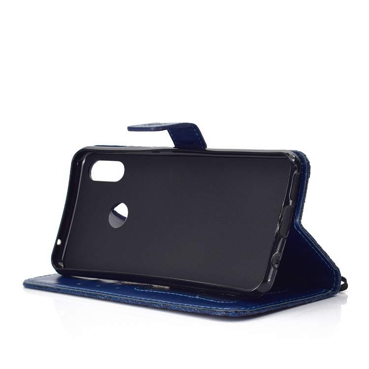 Imprint Leaf Leather Case Accessory with Stand Card Slots for Huawei nova 3i / P Smart Plus - Dark Blue-6