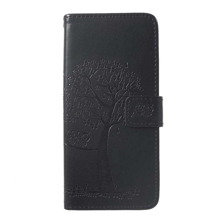 Imprint Tree Owl Magnetic Wallet PU Leather Case with Stand for Huawei Mate 20 Pro - Black-2