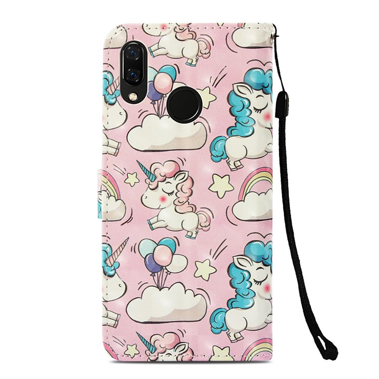Pattern Printing Leather Stand Cover with Strap for Huawei nova 3i / P Smart+ - Unicorn-3