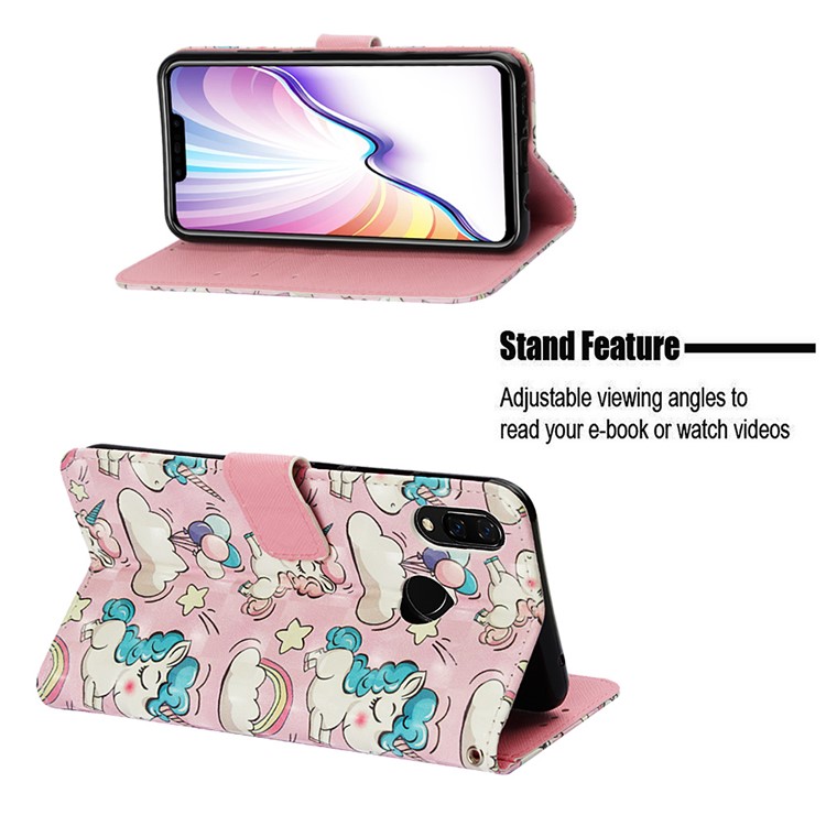 Pattern Printing Leather Stand Cover with Strap for Huawei nova 3i / P Smart+ - Unicorn-4