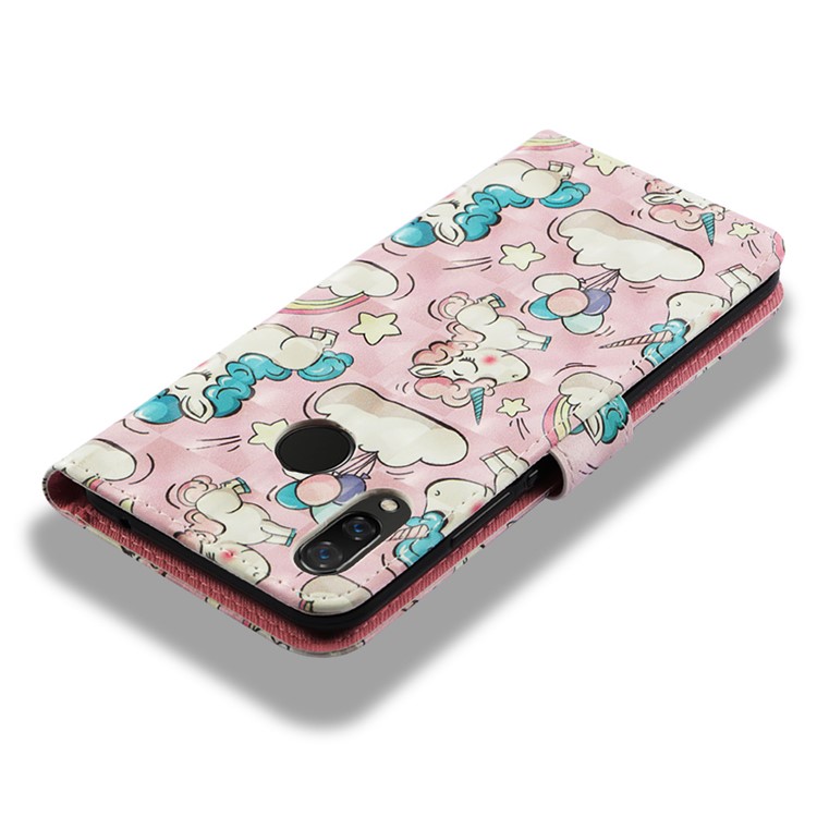 Pattern Printing Leather Stand Cover with Strap for Huawei nova 3i / P Smart+ - Unicorn-7