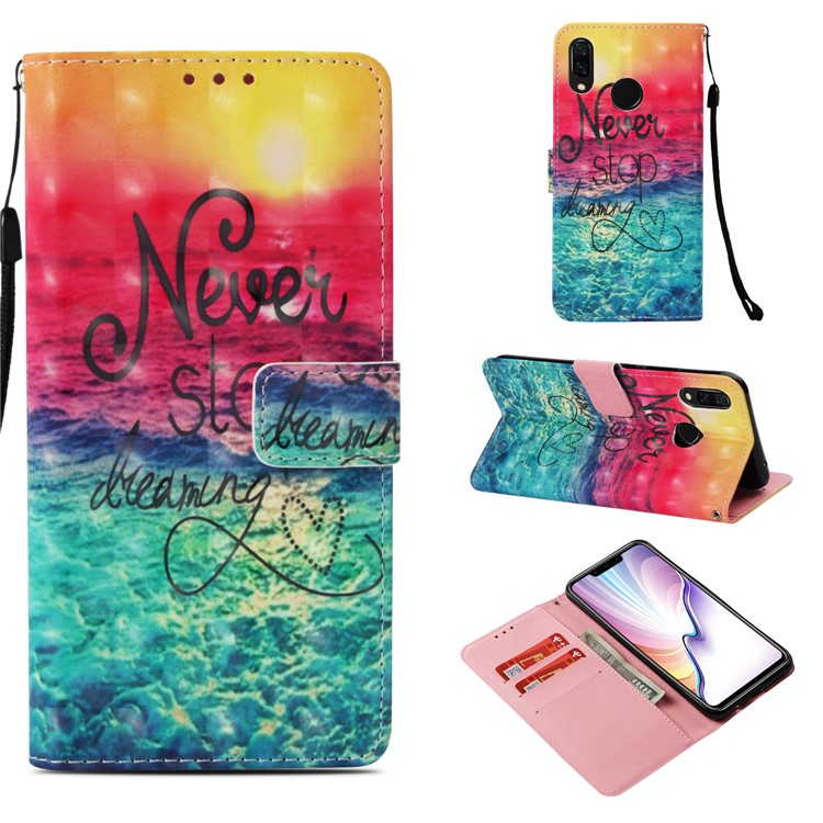 Patterned Stand Leather Case Magnetic Closure for Huawei nova 3i / P Smart+ - Never Stop Dreaming-1