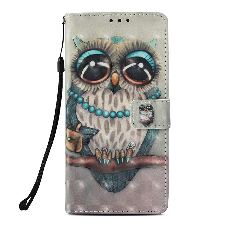 Pattern Printing Leather Protective Case with Strap for Huawei nova 3i / P Smart+ - Owl on Branch-2