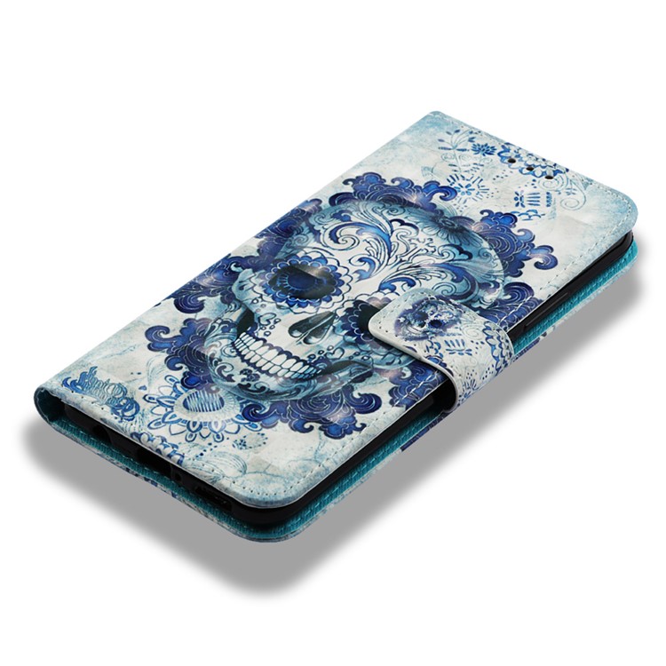 Protecteur De Couverture En Cuir Portefeuille D'impression De Modèle Pour Huawei Nova 3i / P Smart + - Crâne Fleuri-8