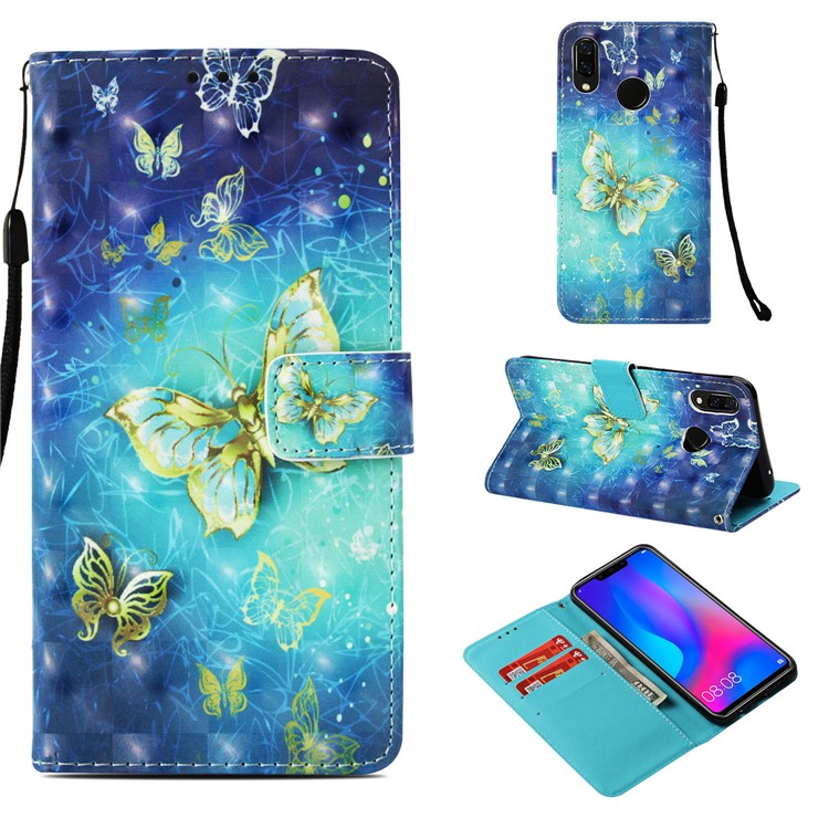 Pattern Printing Wallet Leather Cell Phone Cover for Huawei nova 3i / P Smart+ - Pretty Butterfly-1