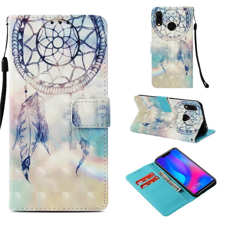 Patterned Stand PU Leather Wallet Case Cover for Huawei nova 3i / P Smart+ - Feather Dream Catcher-1