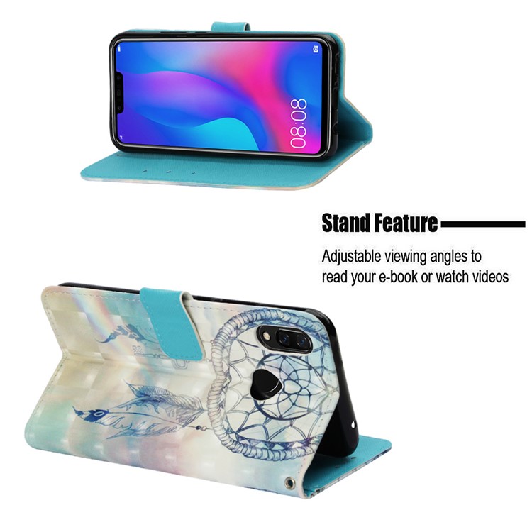 Patterned Stand PU Leather Wallet Case Cover for Huawei nova 3i / P Smart+ - Feather Dream Catcher-4