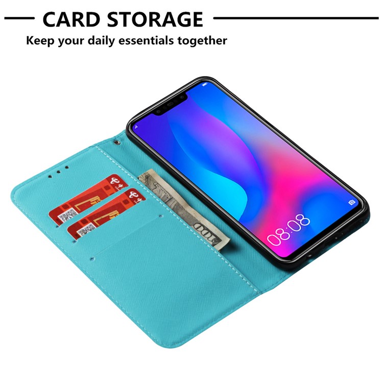 Patterned Stand PU Leather Wallet Case Cover for Huawei nova 3i / P Smart+ - Feather Dream Catcher-6