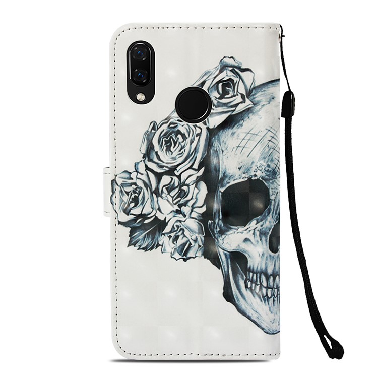Pattern Printing Wallet Leather Mobile Casing for Huawei nova 3i / P Smart+ - Cool Skull-3