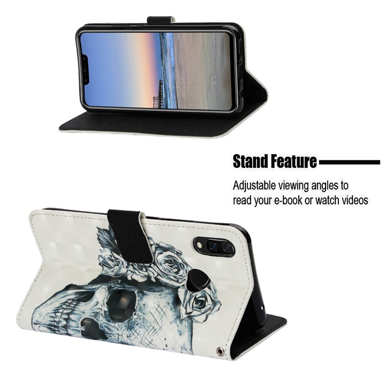 Pattern Printing Wallet Leather Mobile Casing for Huawei nova 3i / P Smart+ - Cool Skull-4