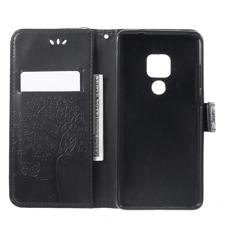 Imprint Tree Owl Magnetic Wallet PU Leather Stand Case for Huawei Mate 20 - Black-5