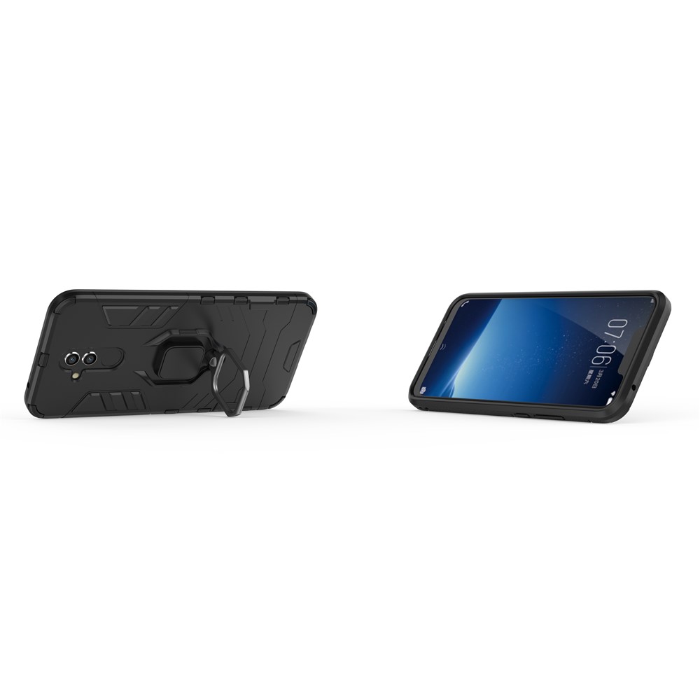 TPU + PC Ibrido Involucro Con Cavalletto Dell'anello Delle Dita Per Huawei Mate 20 Lite - Nero