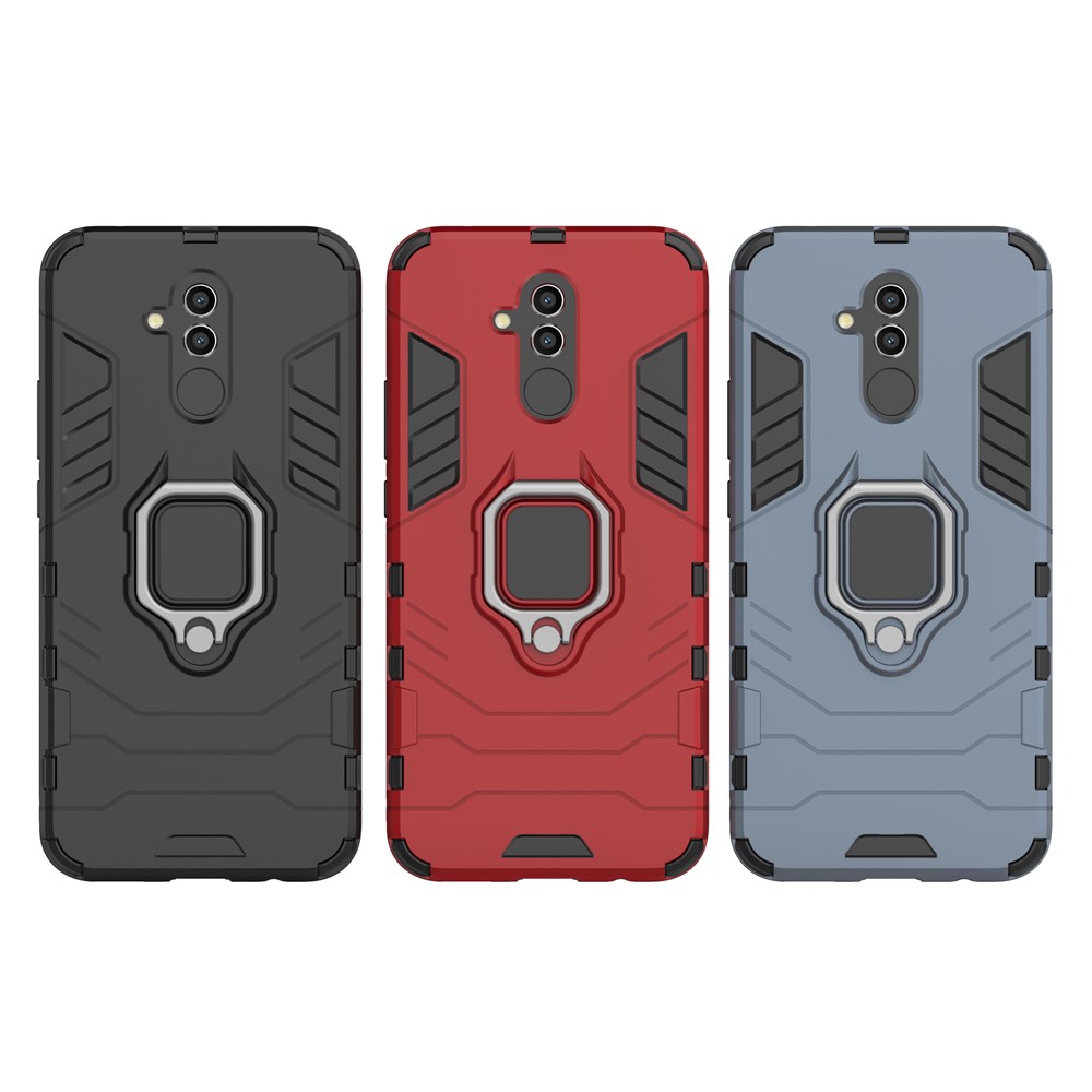 TPU + PC Hybrid Casing with Finger Ring Kickstand for Huawei Mate 20 Lite - Black-9