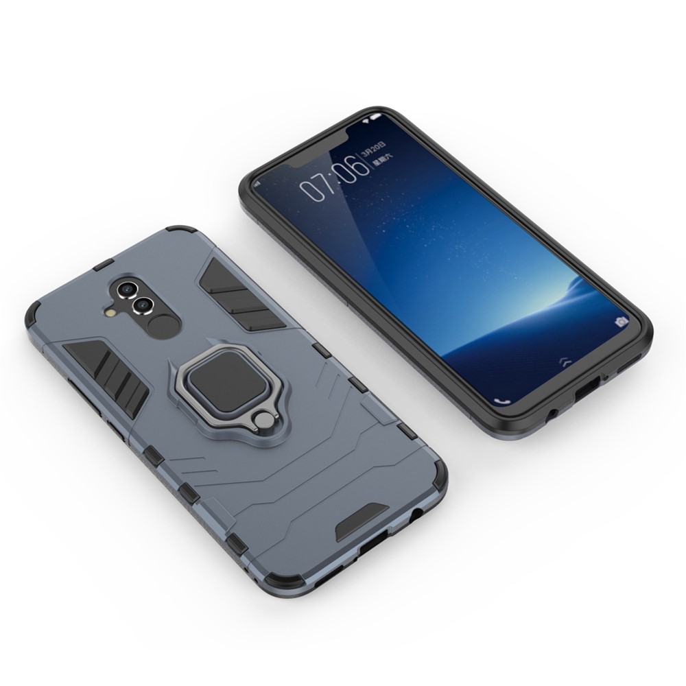 Custodia Ibrida TPU + PC Con Cavalletto Dell'anello Delle Dita Per Huawei Mate 20 Lite - Blu-3