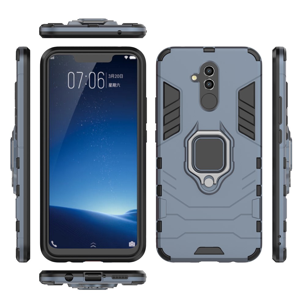 TPU + PC Hybrid Case with Finger Ring Kickstand for Huawei Mate 20 Lite - Blue-4