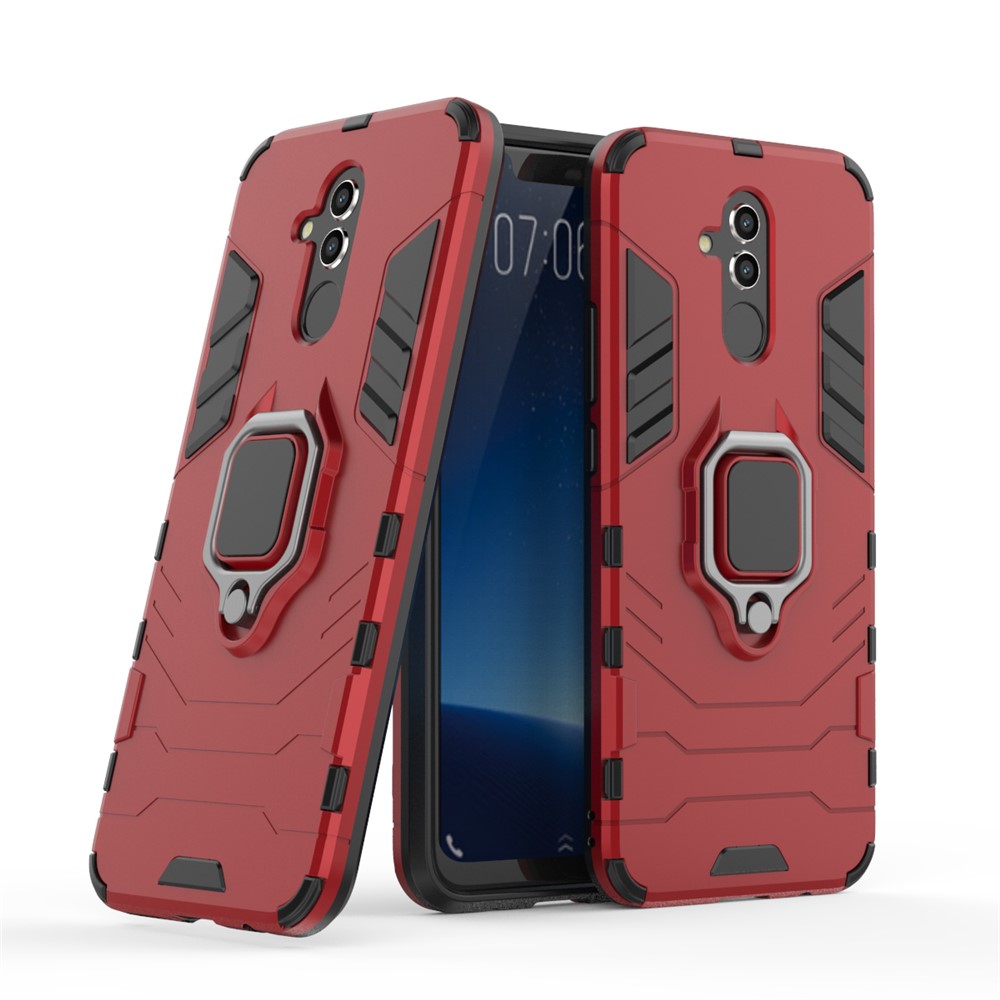 TPU + PC Hybrid Cover with Finger Ring Kickstand for Huawei Mate 20 Lite - Red-1