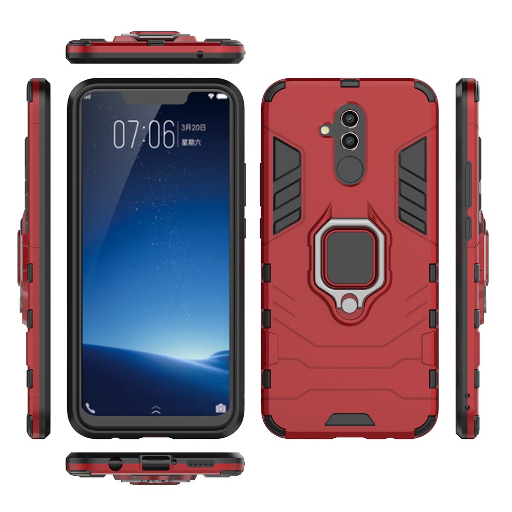 TPU + PC Hybrid Cover with Finger Ring Kickstand for Huawei Mate 20 Lite - Red-4