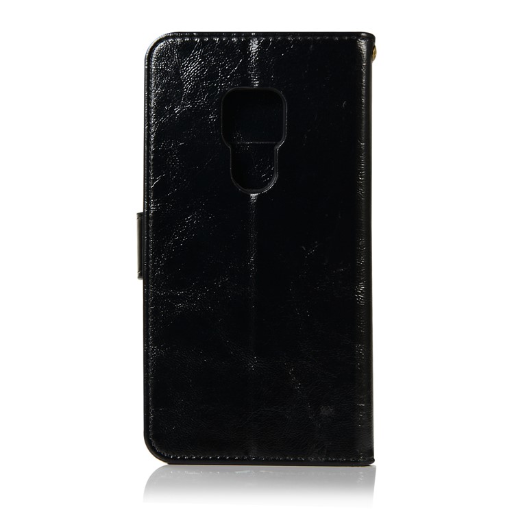Leather Case for Huawei Mate 20, Retro Style Wallet Flip Magnetic Stand Cover - Black-3