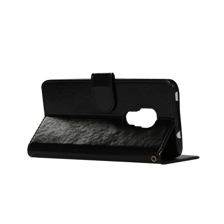 Leather Case for Huawei Mate 20, Retro Style Wallet Flip Magnetic Stand Cover - Black-6