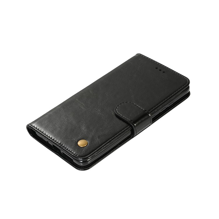 Leather Case for Huawei Mate 20, Retro Style Wallet Flip Magnetic Stand Cover - Black-7