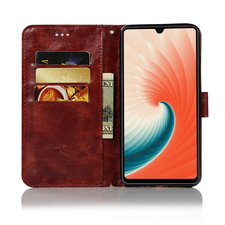 Leather Case for Huawei Mate 20, Retro Style Wallet Flip Magnetic Stand Casing - Wine Red-4