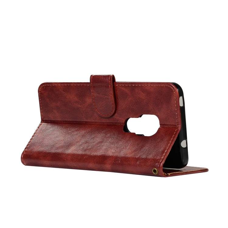 Leather Case for Huawei Mate 20, Retro Style Wallet Flip Magnetic Stand Casing - Wine Red-6