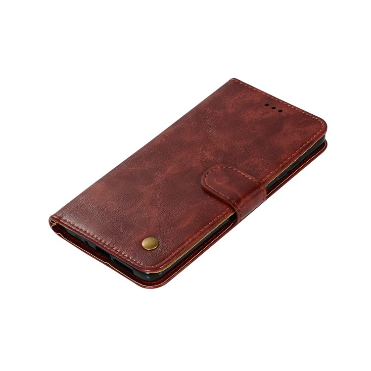 Leather Case for Huawei Mate 20, Retro Style Wallet Flip Magnetic Stand Casing - Wine Red-7