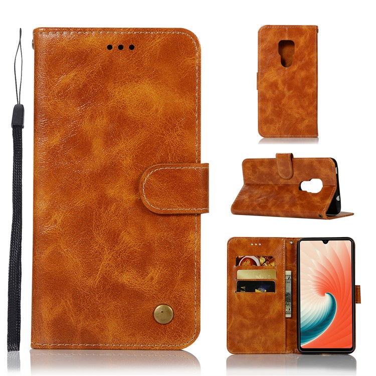 Ledertasche Für Huawei Mate 20, Retro-Stil Brieftasche Flip Magnetständer Handy-Cover - Braun-1