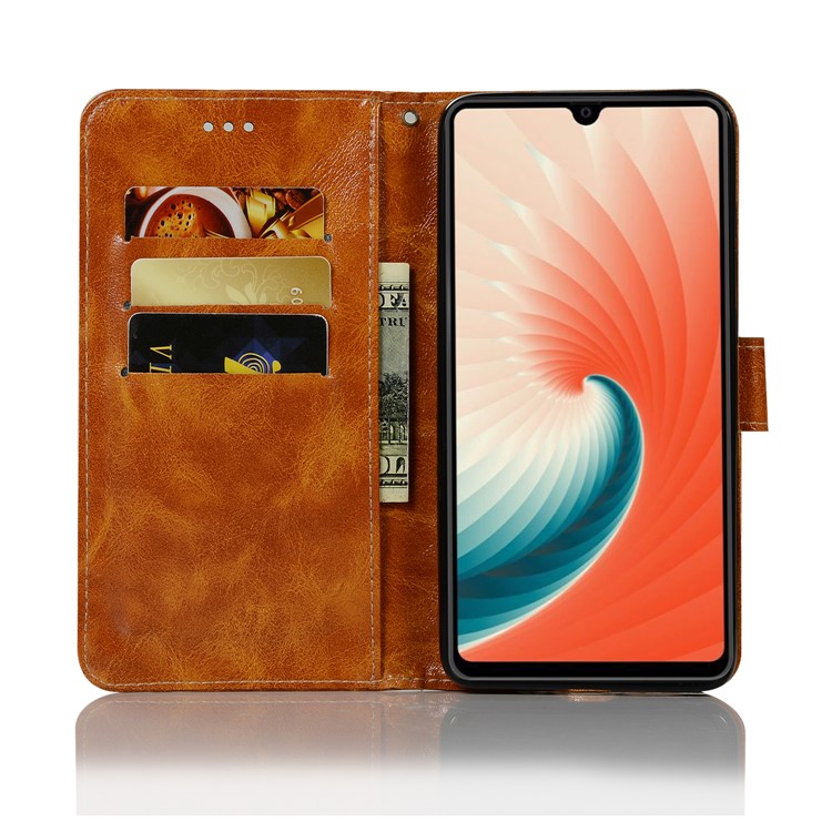 Ledertasche Für Huawei Mate 20, Retro-Stil Brieftasche Flip Magnetständer Handy-Cover - Braun-4