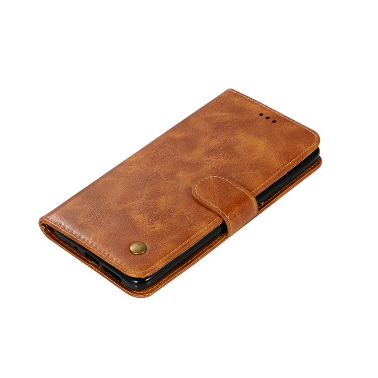 Ledertasche Für Huawei Mate 20, Retro-Stil Brieftasche Flip Magnetständer Handy-Cover - Braun-7