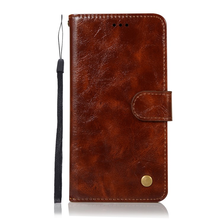 Leather Case for Huawei Mate 20, Retro Style Wallet Flip Magnetic Stand Cell Phone Shell - Coffee-2