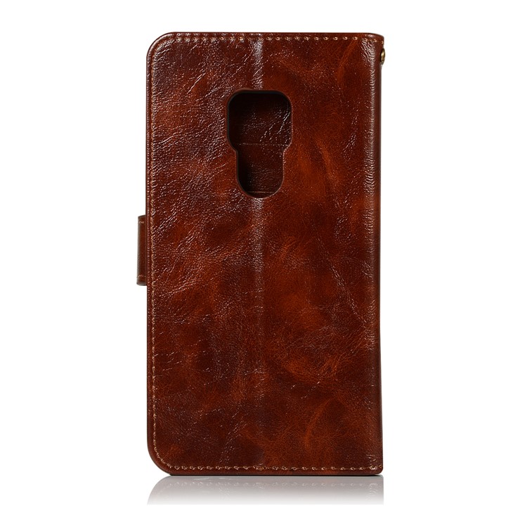 Leather Case for Huawei Mate 20, Retro Style Wallet Flip Magnetic Stand Cell Phone Shell - Coffee-3