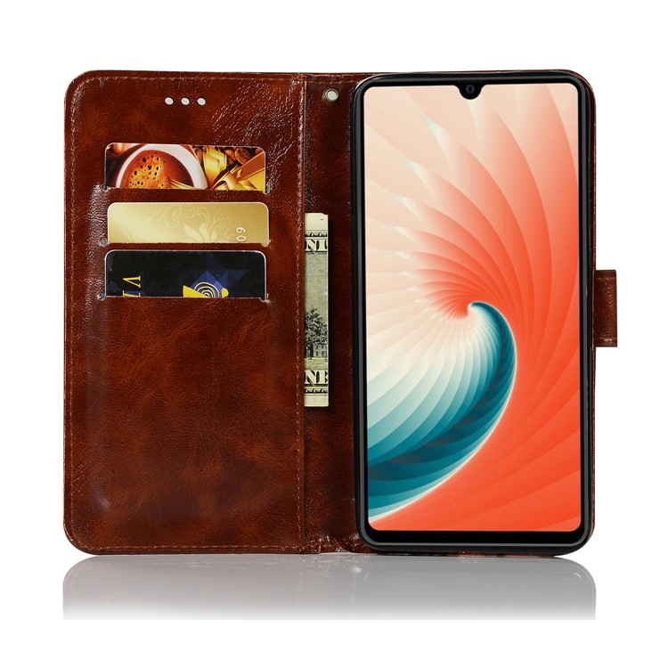 Leather Case for Huawei Mate 20, Retro Style Wallet Flip Magnetic Stand Cell Phone Shell - Coffee-4