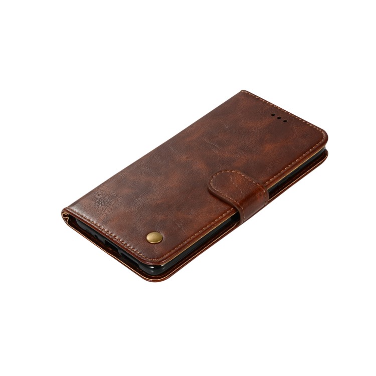 Leather Case for Huawei Mate 20, Retro Style Wallet Flip Magnetic Stand Cell Phone Shell - Coffee-7