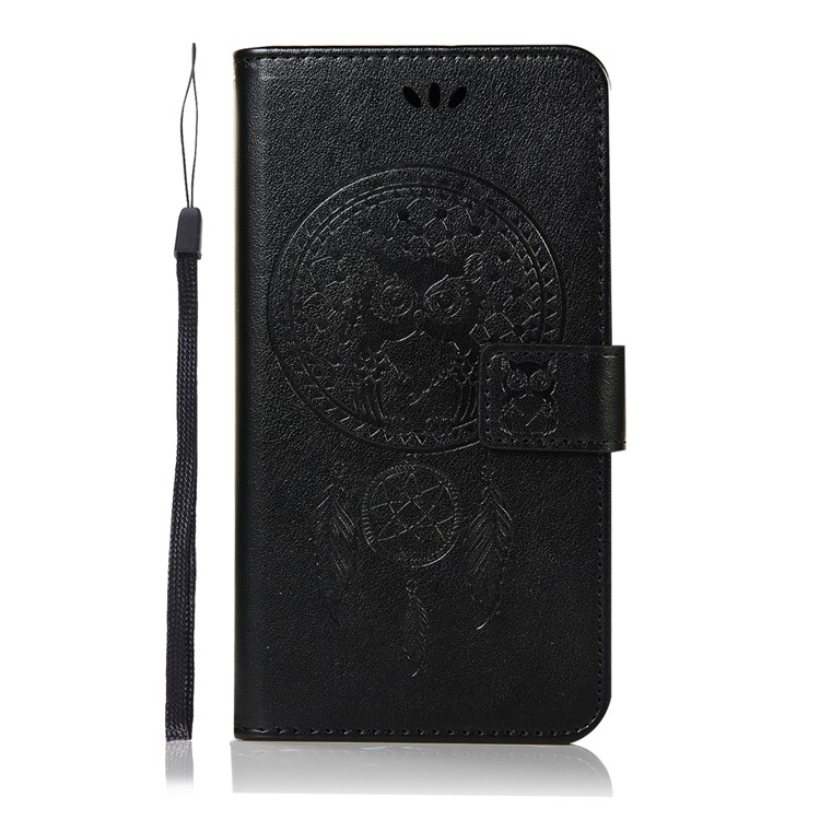 Cubierta De Cuero Del Soporte De La Cartera Del Colector Ideal Del Búho De La Impresión Para El Compañero 20 De Huawei - Negro-2